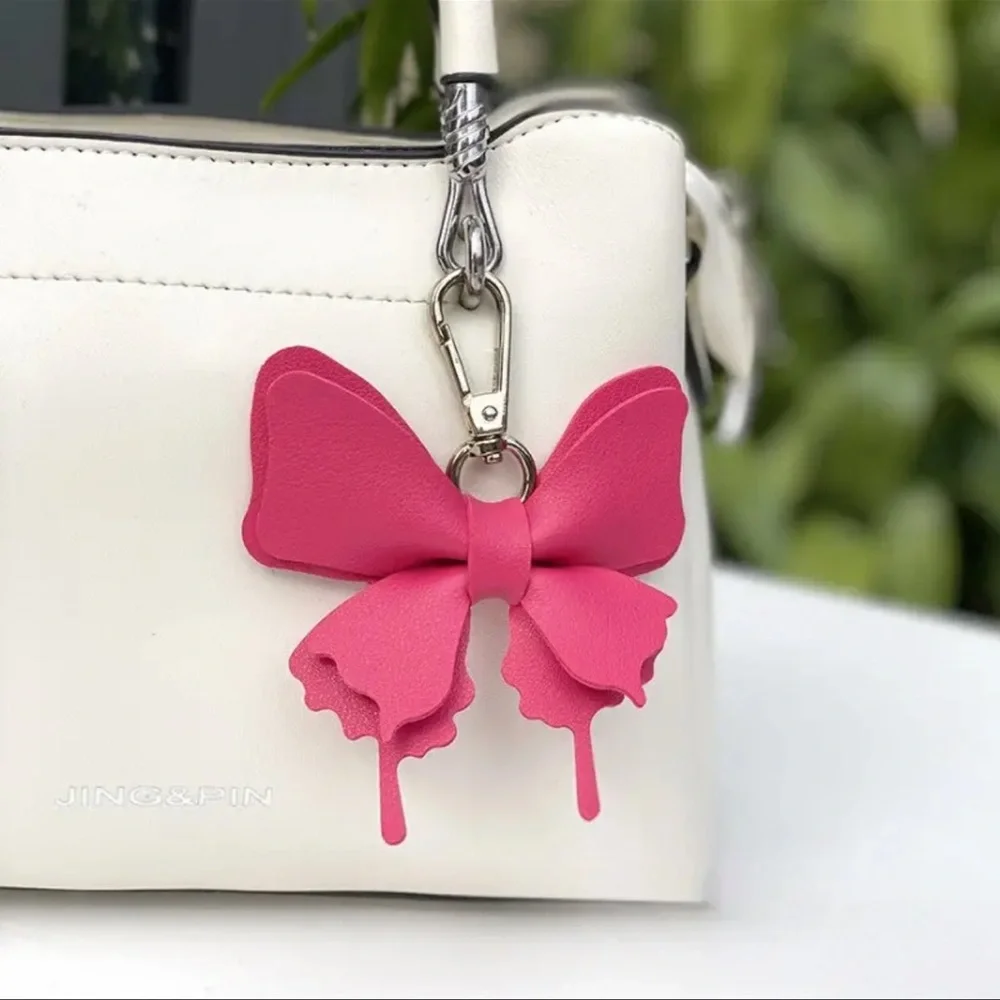 Pink Butterfly Keychain, NEW, Rose Red